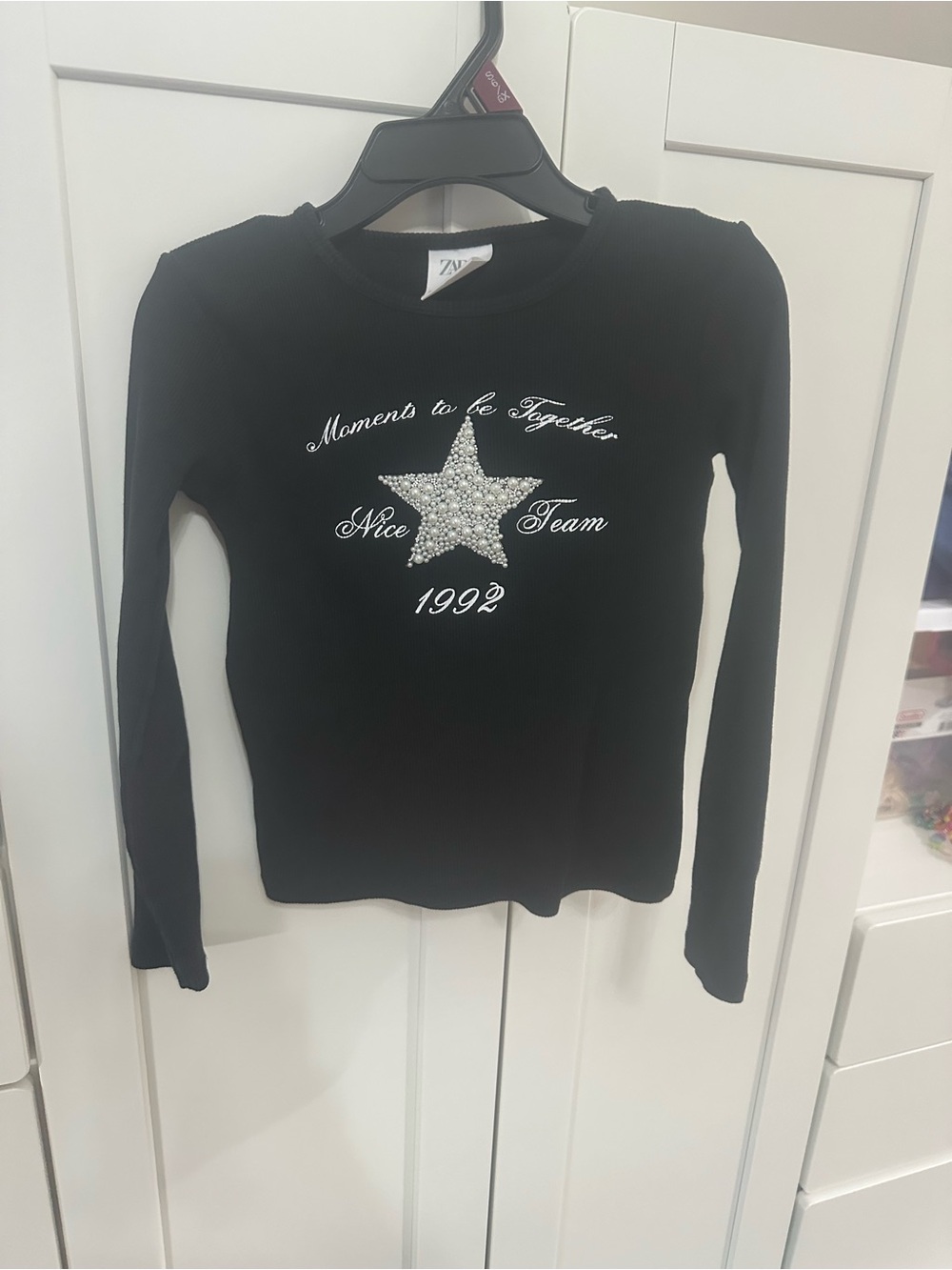 Zara Rib Shirt Pearls Star